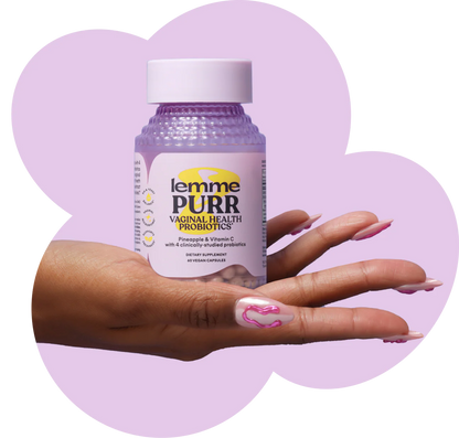 Lemme Purr Vaginal Probiotics for Women - Promotes pH Balance, Healthy Vaginal Odor & Urinary Tract Health w/Lactobacillus Blend, Clinically Tested Strains, Pineapple & Vitamin C - 60 Veggie Capsules