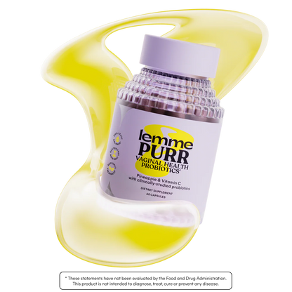 Lemme Purr Vaginal Probiotics for Women - Promotes pH Balance, Healthy Vaginal Odor & Urinary Tract Health w/Lactobacillus Blend, Clinically Tested Strains, Pineapple & Vitamin C - 60 Veggie Capsules