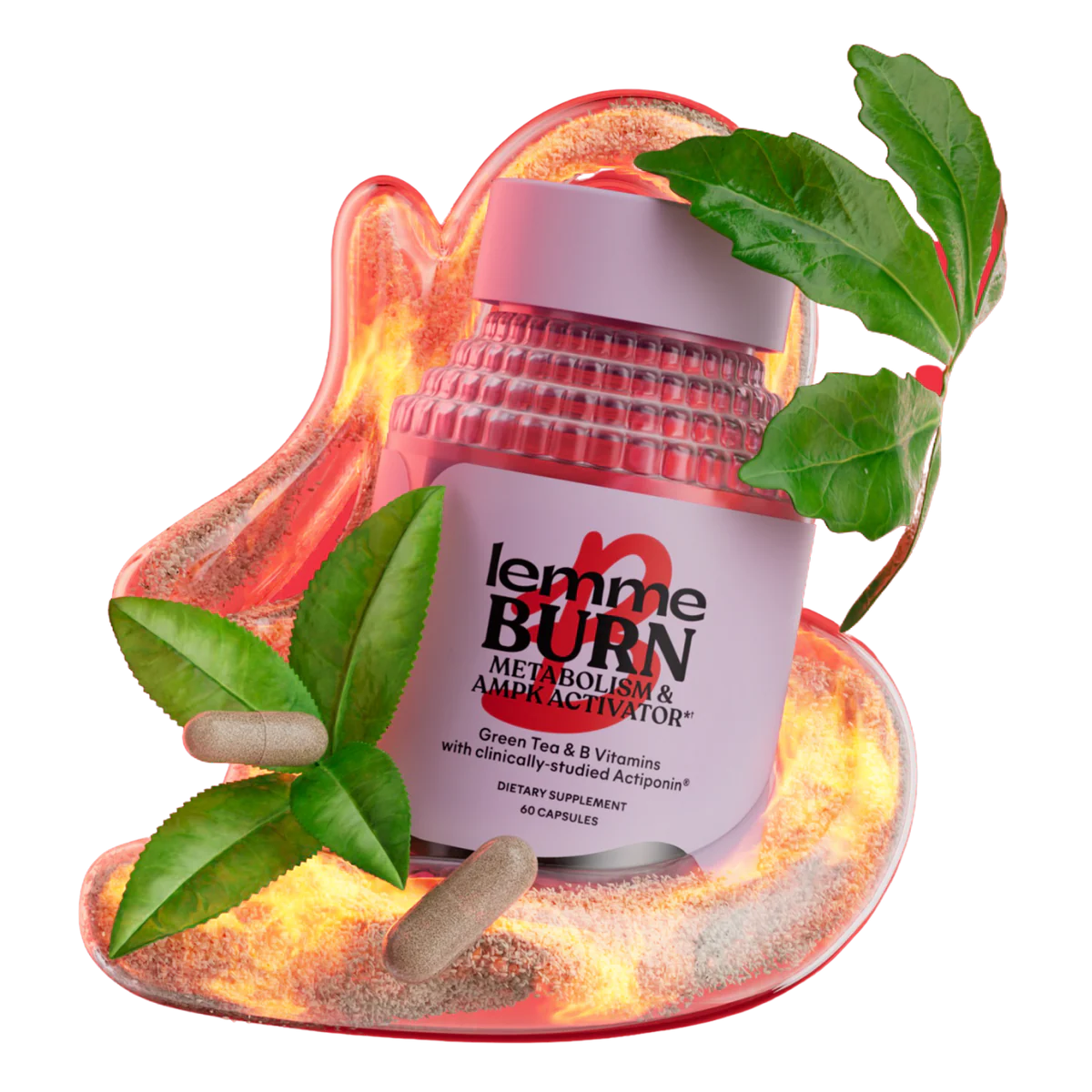 Lemme Burn - Metabolism, Belly Fat Burning + AMPK Activating Supplement for Men & Women w/Clinically Studied Actiponin Gynostemma, Green Tea Extract, Vitamins B6 & B12 - Gluten Free, 60 Count